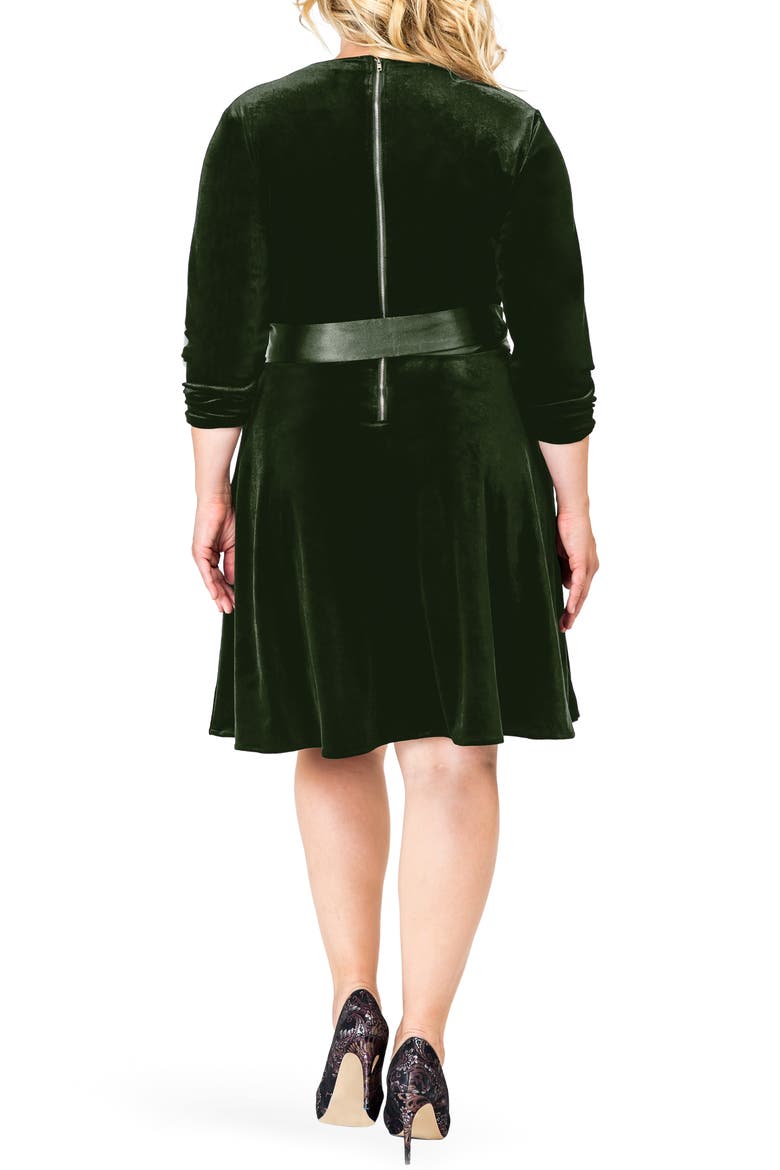 Millie V-Neck Stretch Velvet Fit & Flare Dress