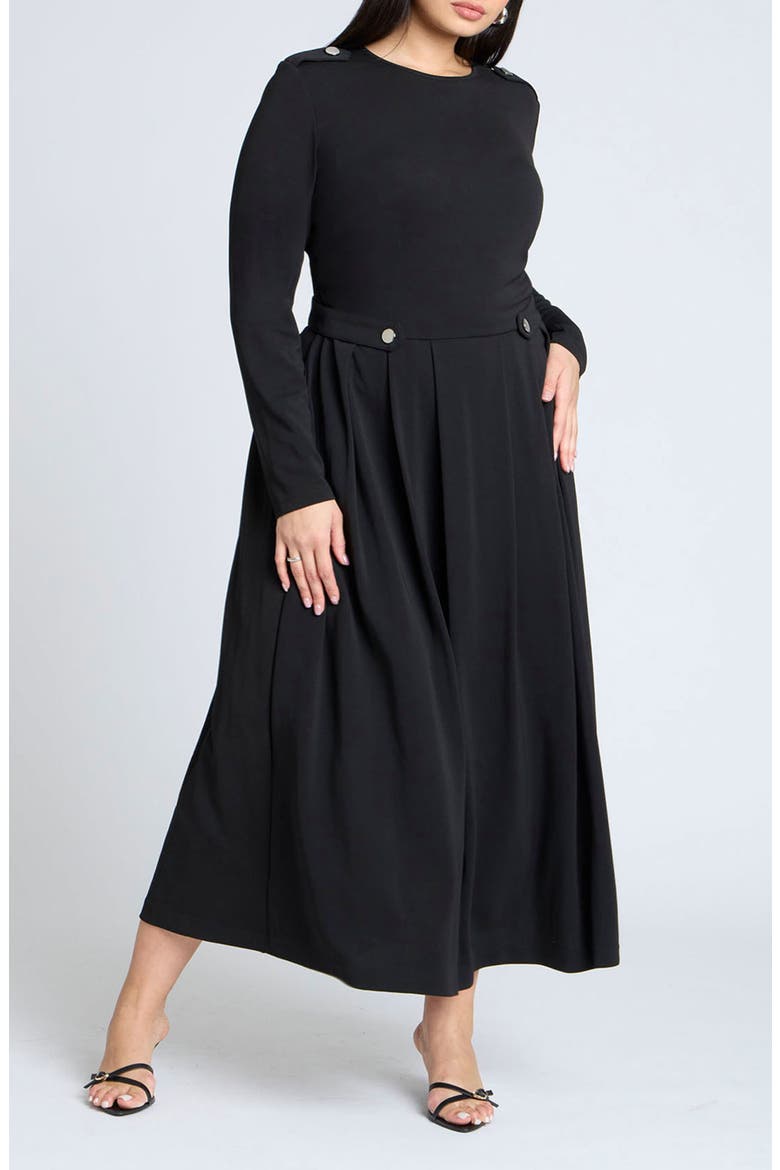 Epaulet Pleated Maxi Dress