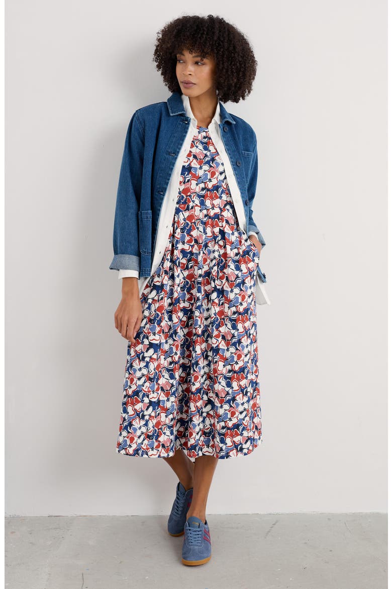 Veronica Print Stretch Organic Cotton Midi Dress