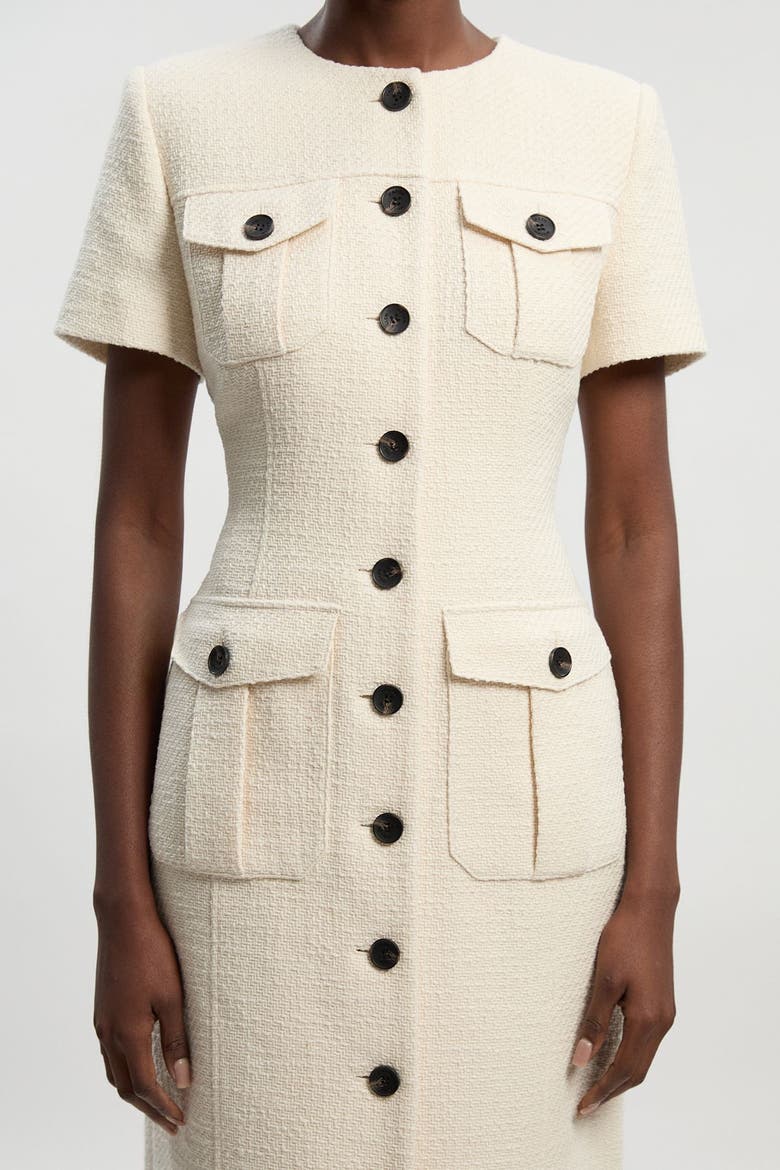 Textured Tweed Tailored Midi Dress