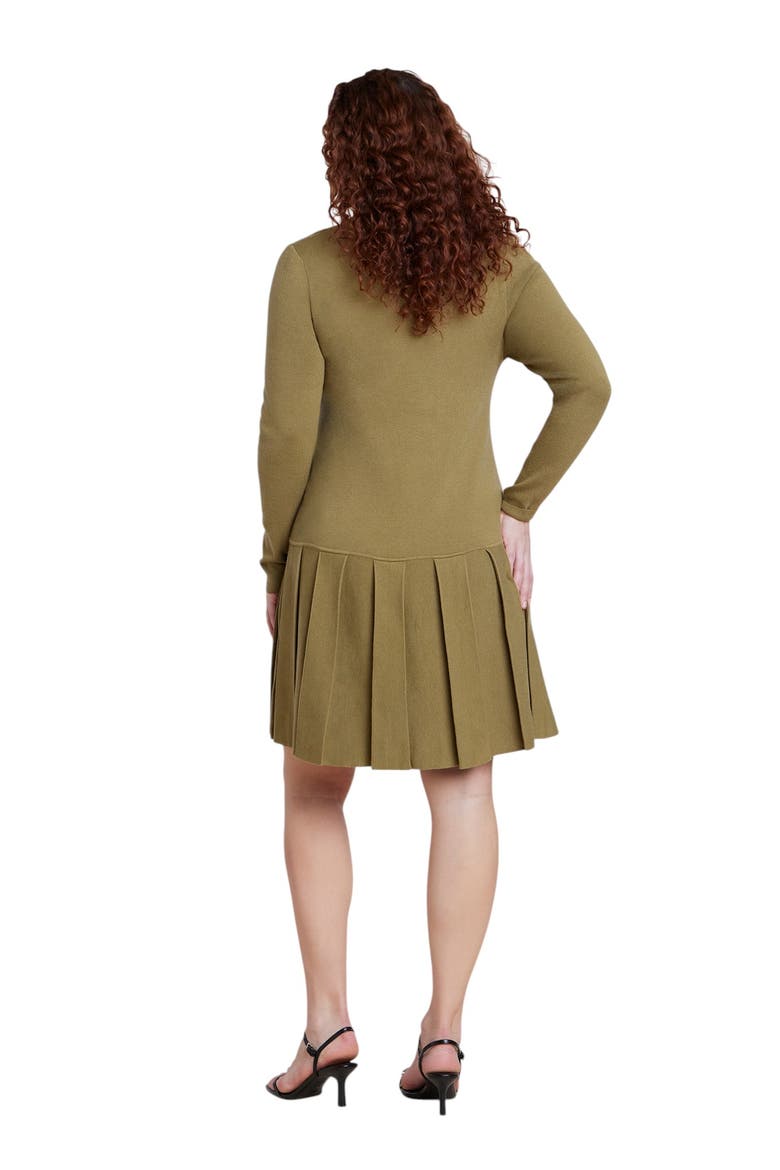 Collared Pleated Sweater Mini Dress