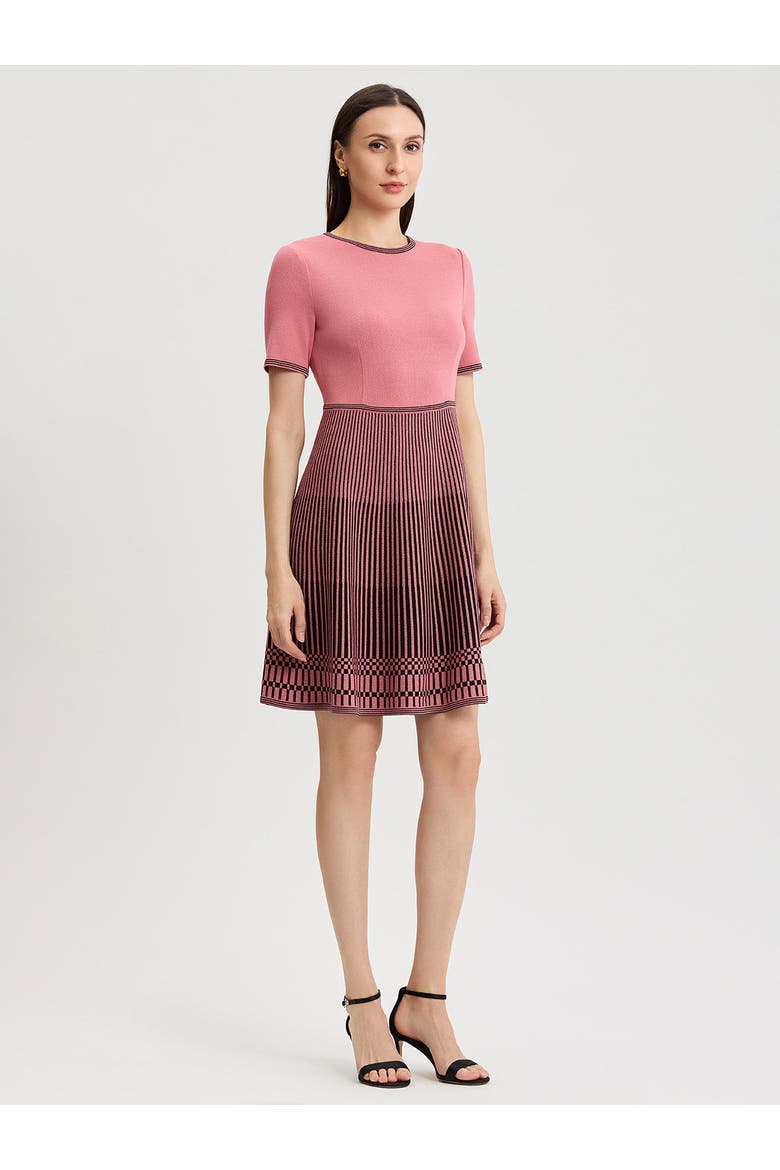 Fit & Flare Striped Hem Soft Knit Dress