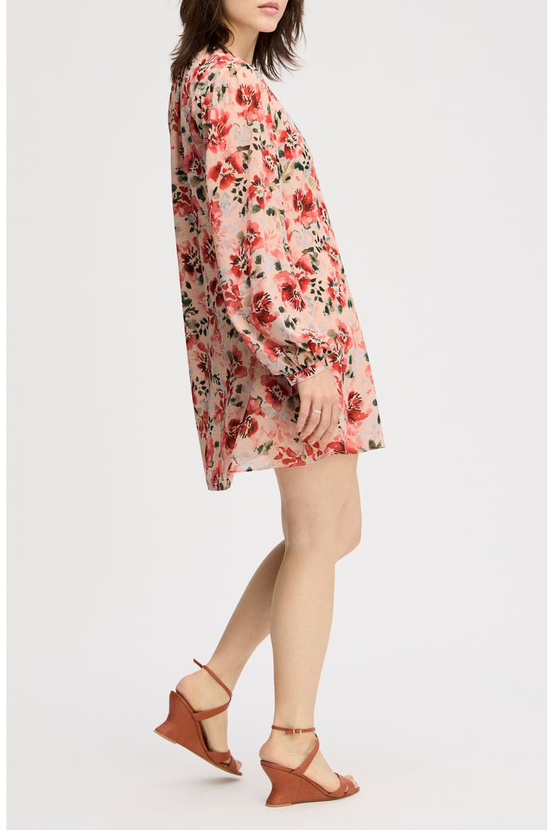 Floral Long Sleeve Shift Minidress