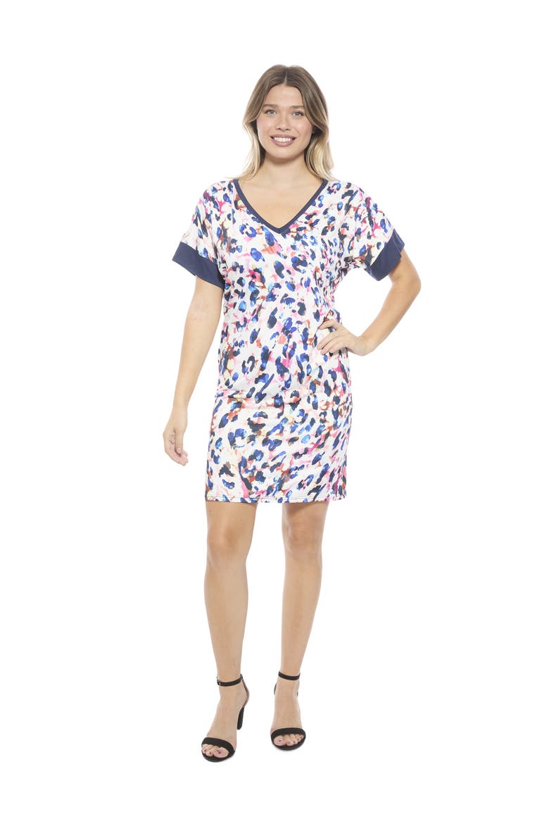 Womens Abstract Short Sleeve Knee Length T-Shirt Dress