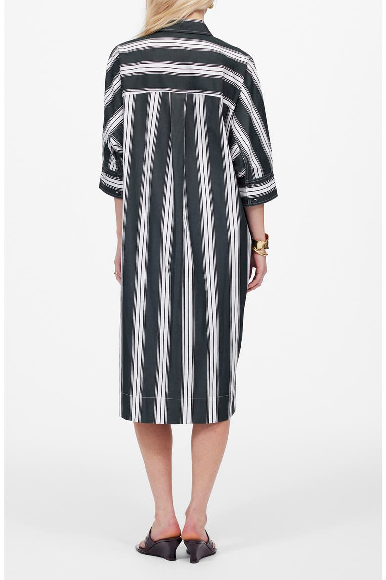 Stripe Dolman Sleeve Poplin Midi Shirtdress