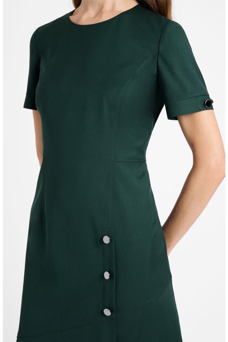 Raine Short Sleeve Hi-Lo Midi Dress in Soft Stretch Twill