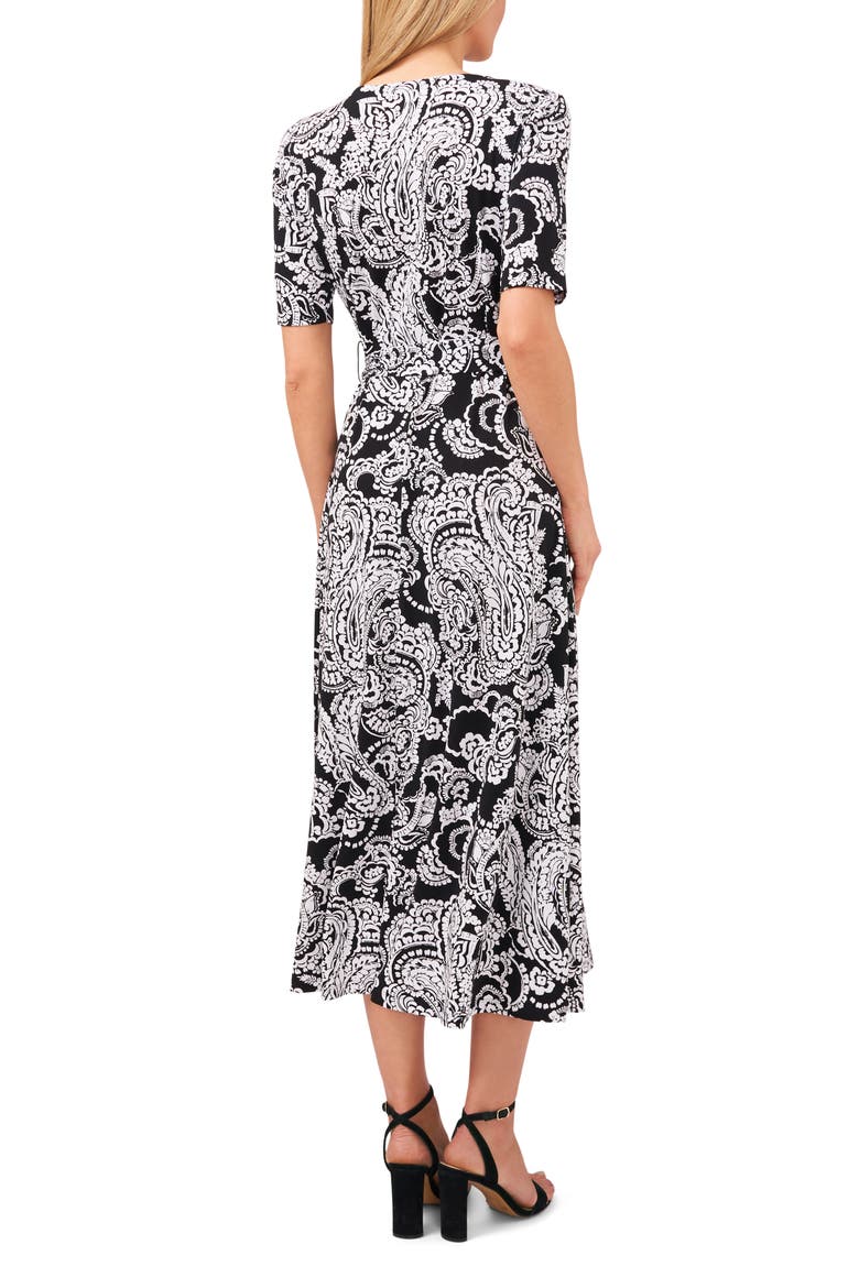 Paisley Tie Waist Midi Dress