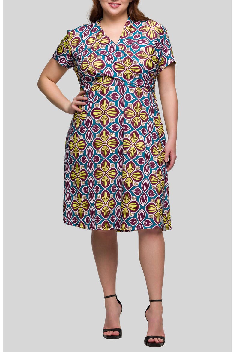 Floral Wrap Front Knit Midi Dress