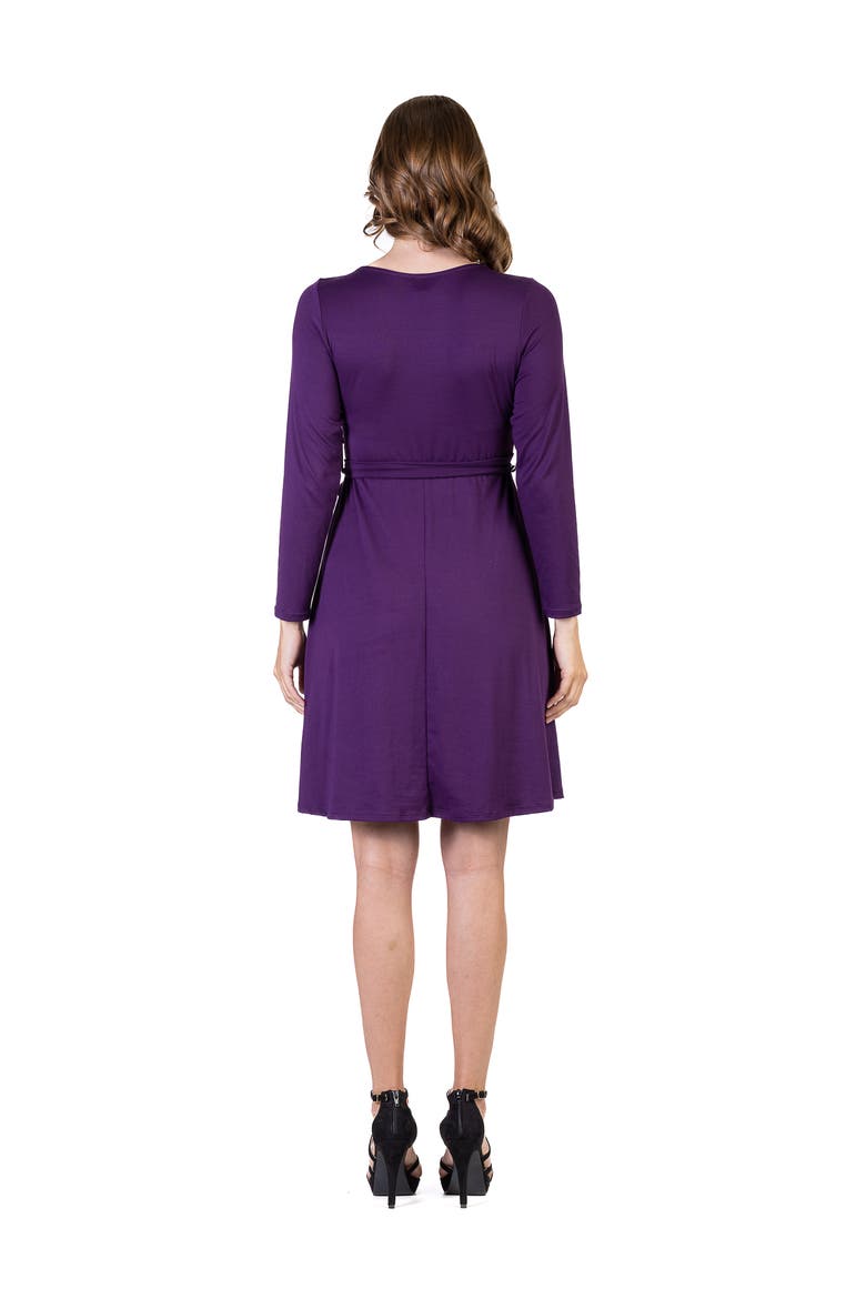 Chic V-Neck Long Sleeve Belted Dress