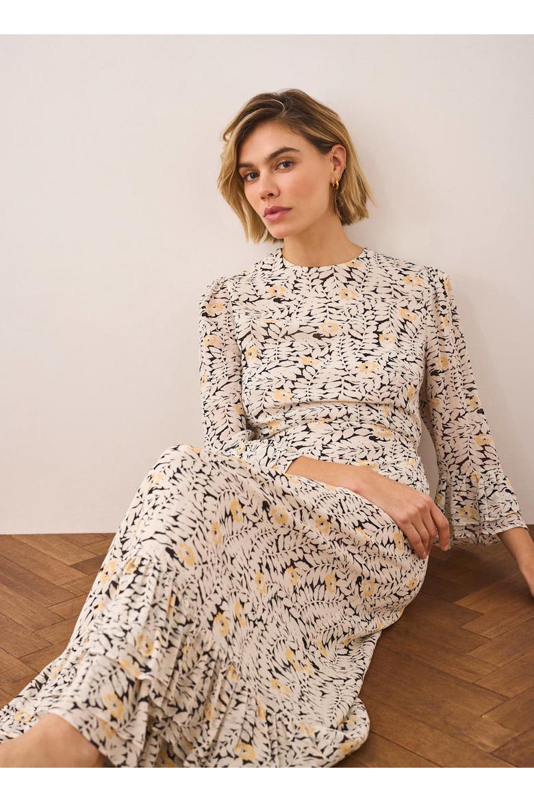 Floral Print Ruffle Midi Dress
