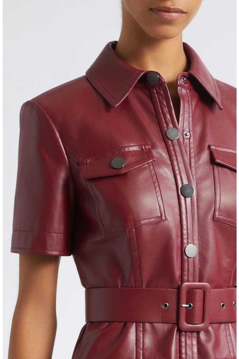 Lydia Faux Leather Snap Front Minidress