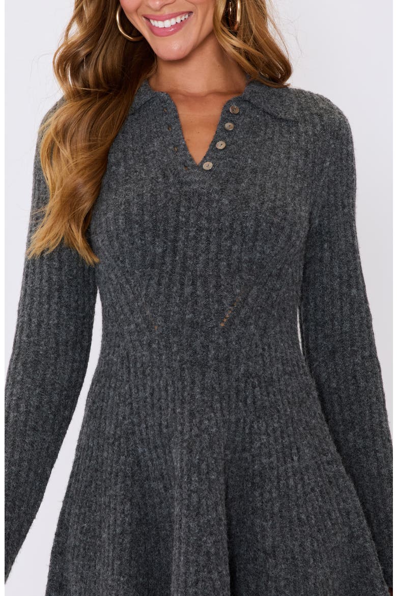 Ember Long Sleeve Polo Sweater Minidress