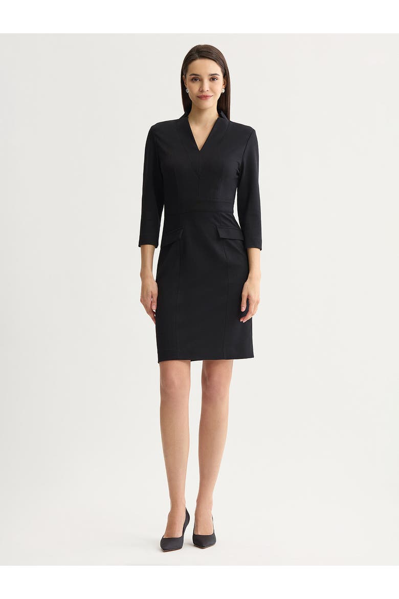 V Neck LuxeStretch Sheath Dress