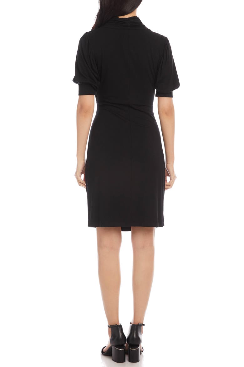 Puff Sleeve Jersey Faux Wrap Dress
