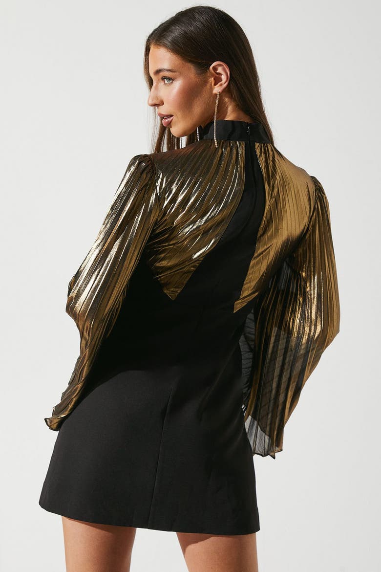 Party Metallic Long Sleeve Mini Dress