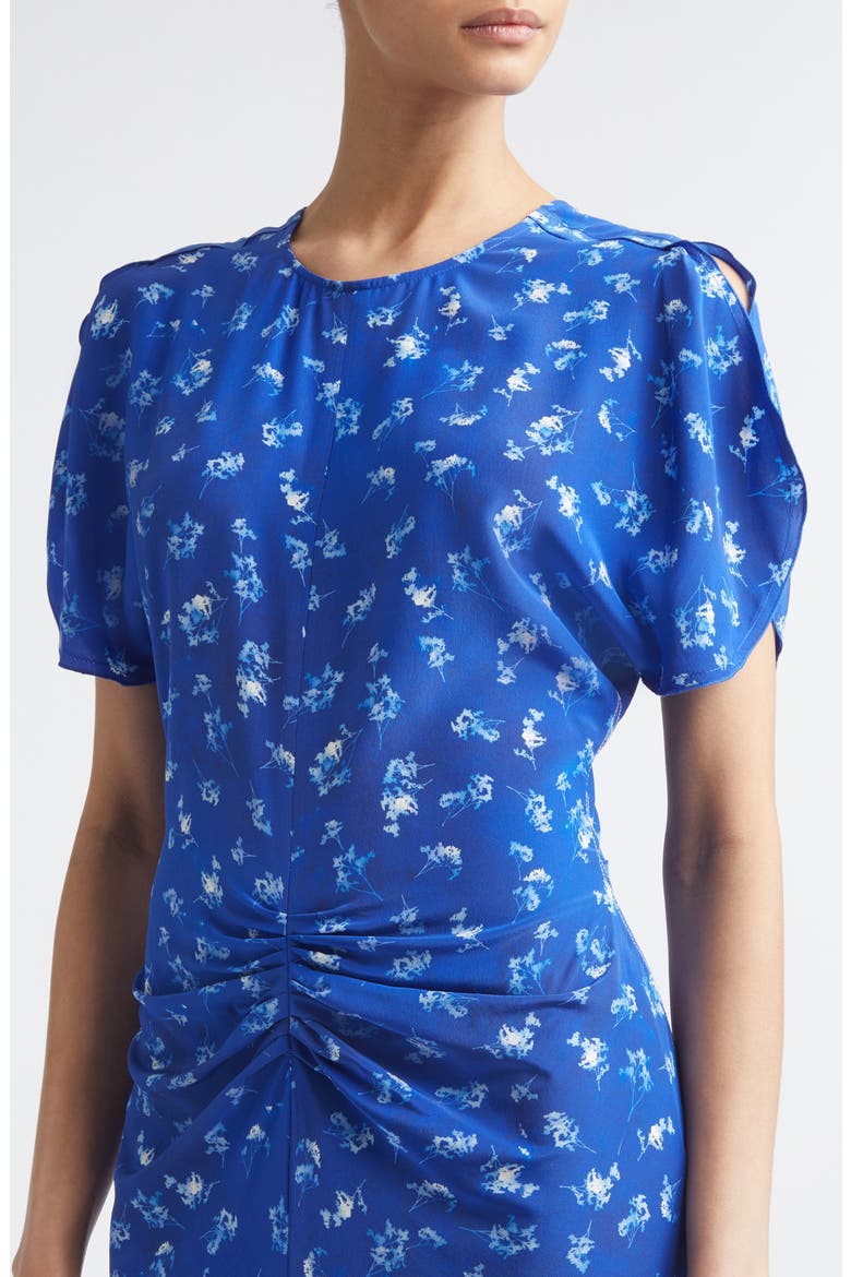 Bela Floral Ruched Silk Midi Dress