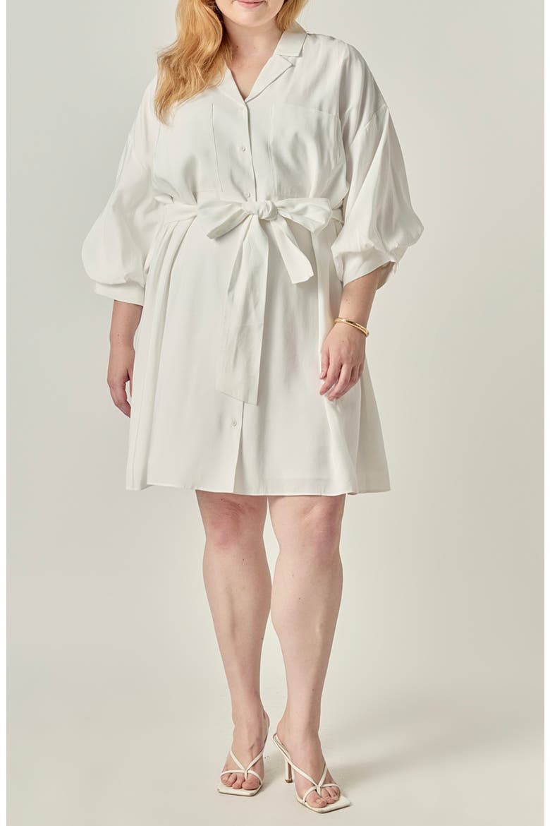Tie Waist Mini Shirtdress