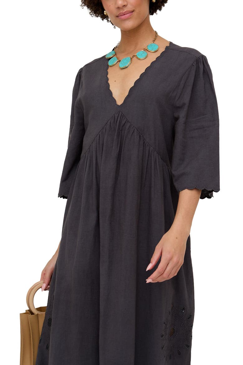 Ibiza Smock Embroidered Midi Dress