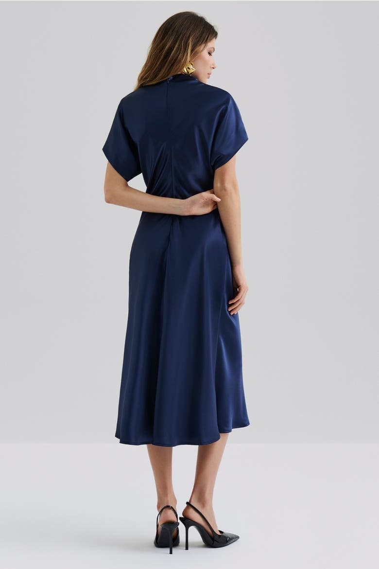 Alivia Short Sleeve Satin Midi Dress