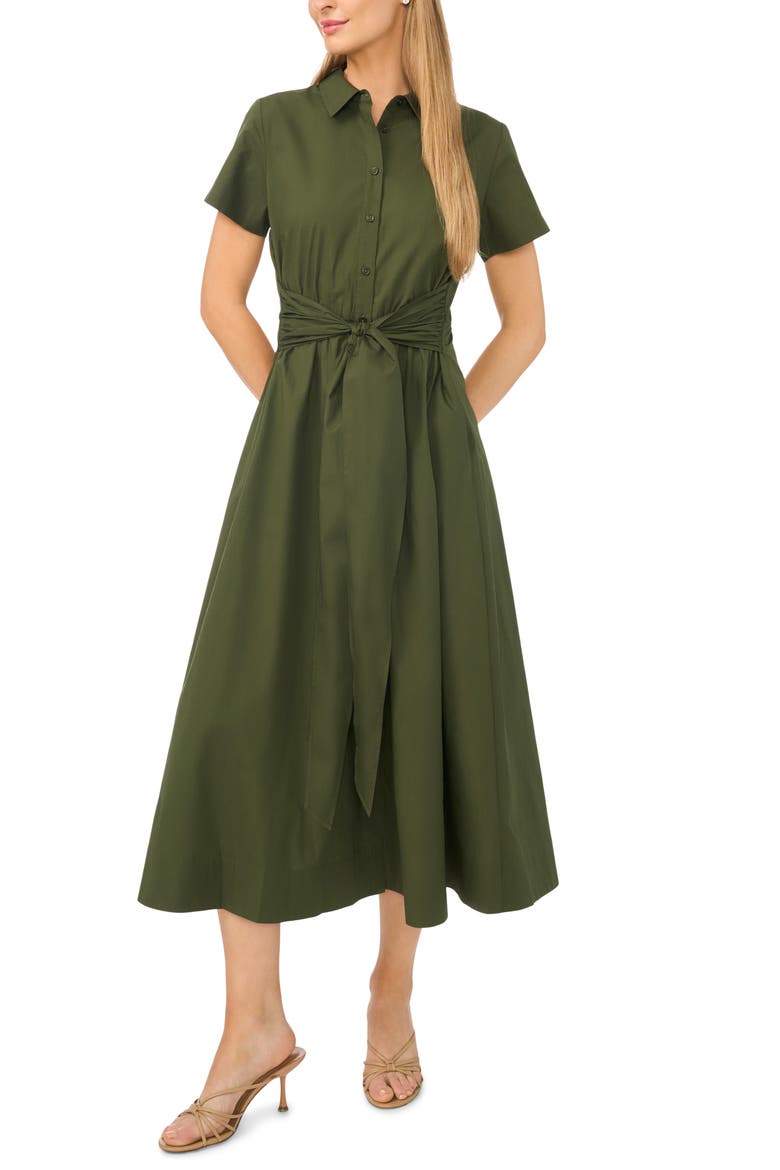 Tie Waist Cotton Shirtdress