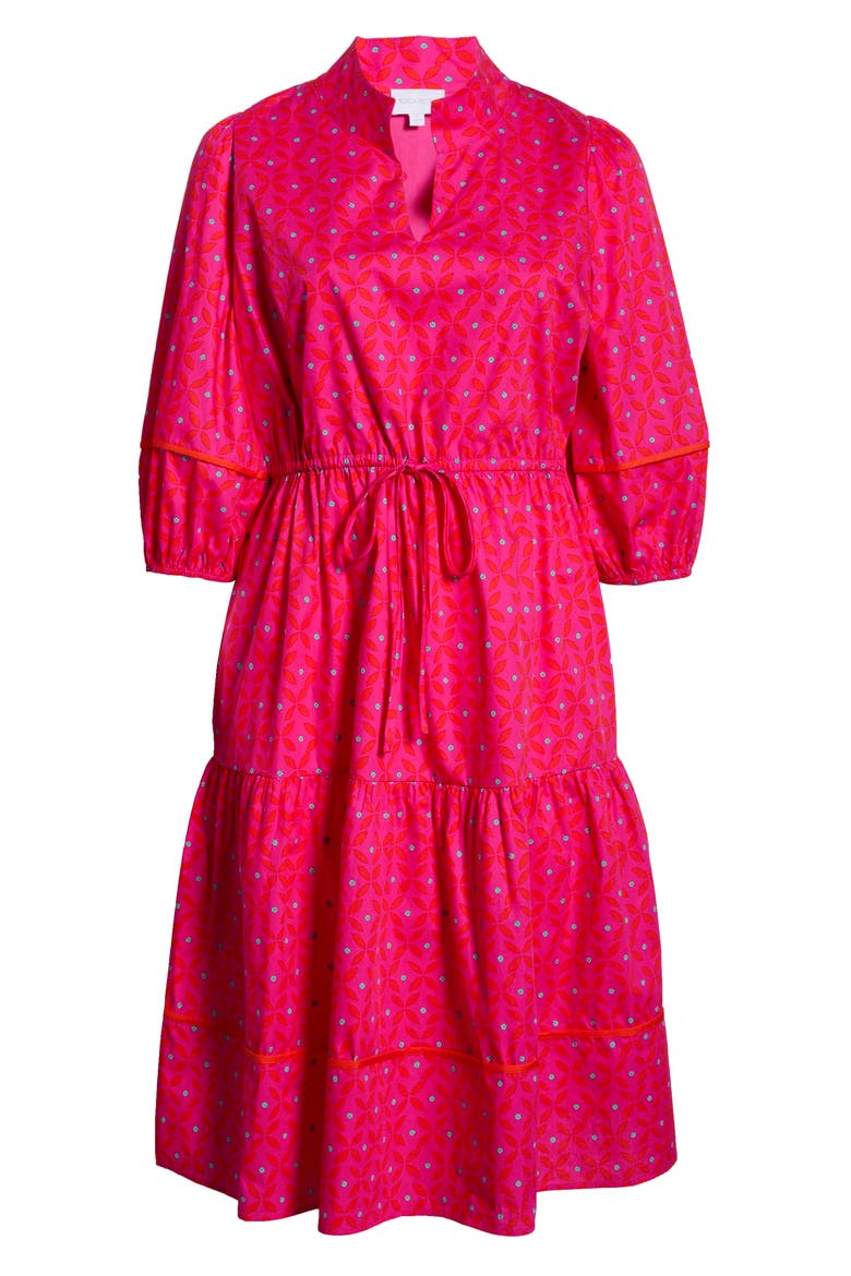 Vaila Floral Puff Sleeve Tiered Cotton Dress