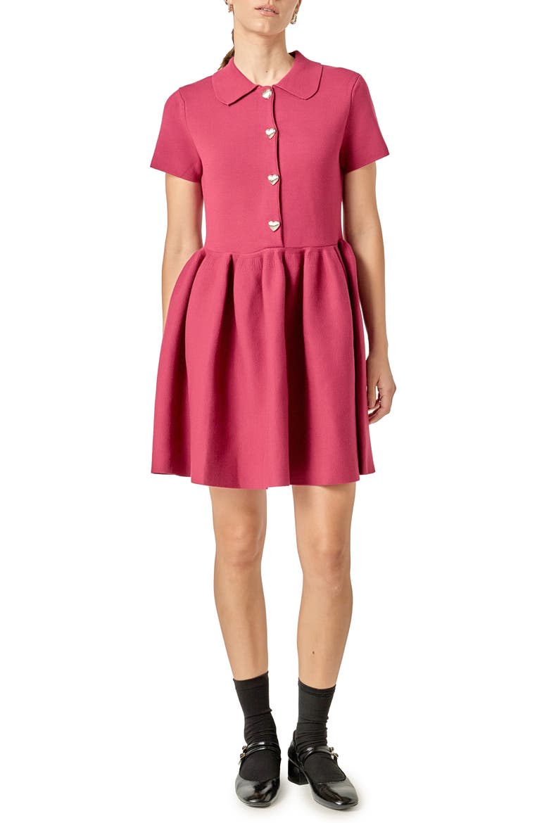 Heart Button Knit Minidress