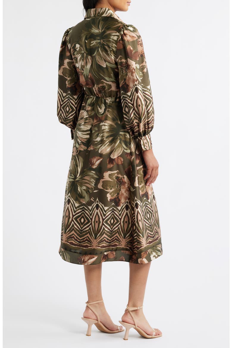 Print Long Sleeve Shirtdress
