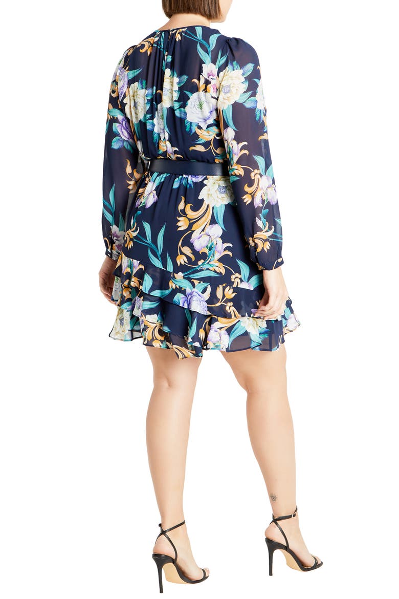 Lyra Violet Floral Belted Minidress
