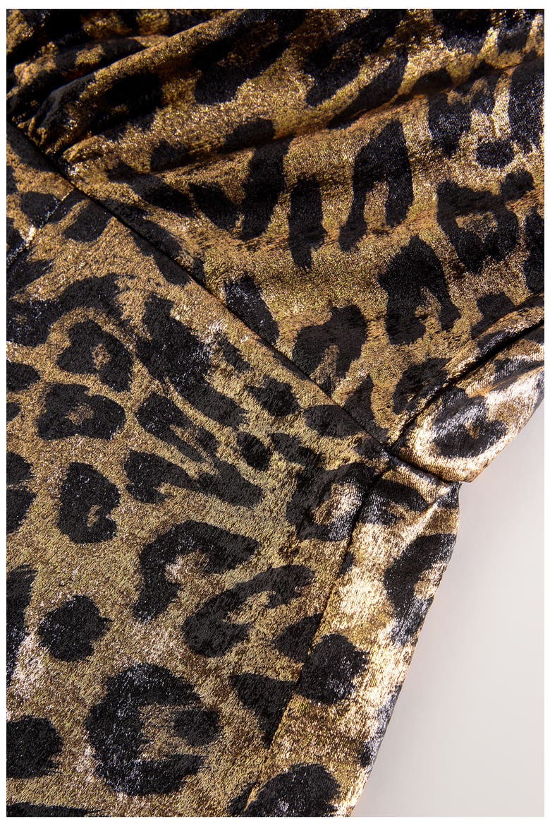 Metallic Animal Print Long Sleeve Maxi Dress