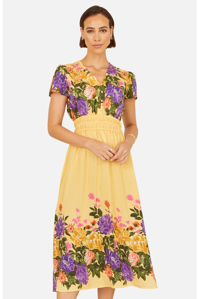 Floral Mirror Print Midi Dress