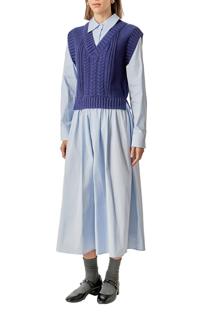 Vest Mixed Media Maxi Shirtdress
