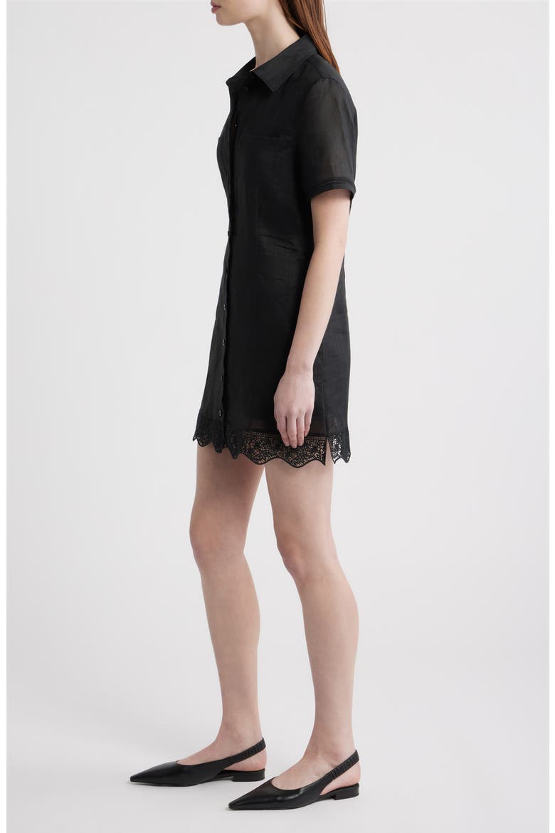 The Embroidered Seaside Ramie Button-Up Minidress