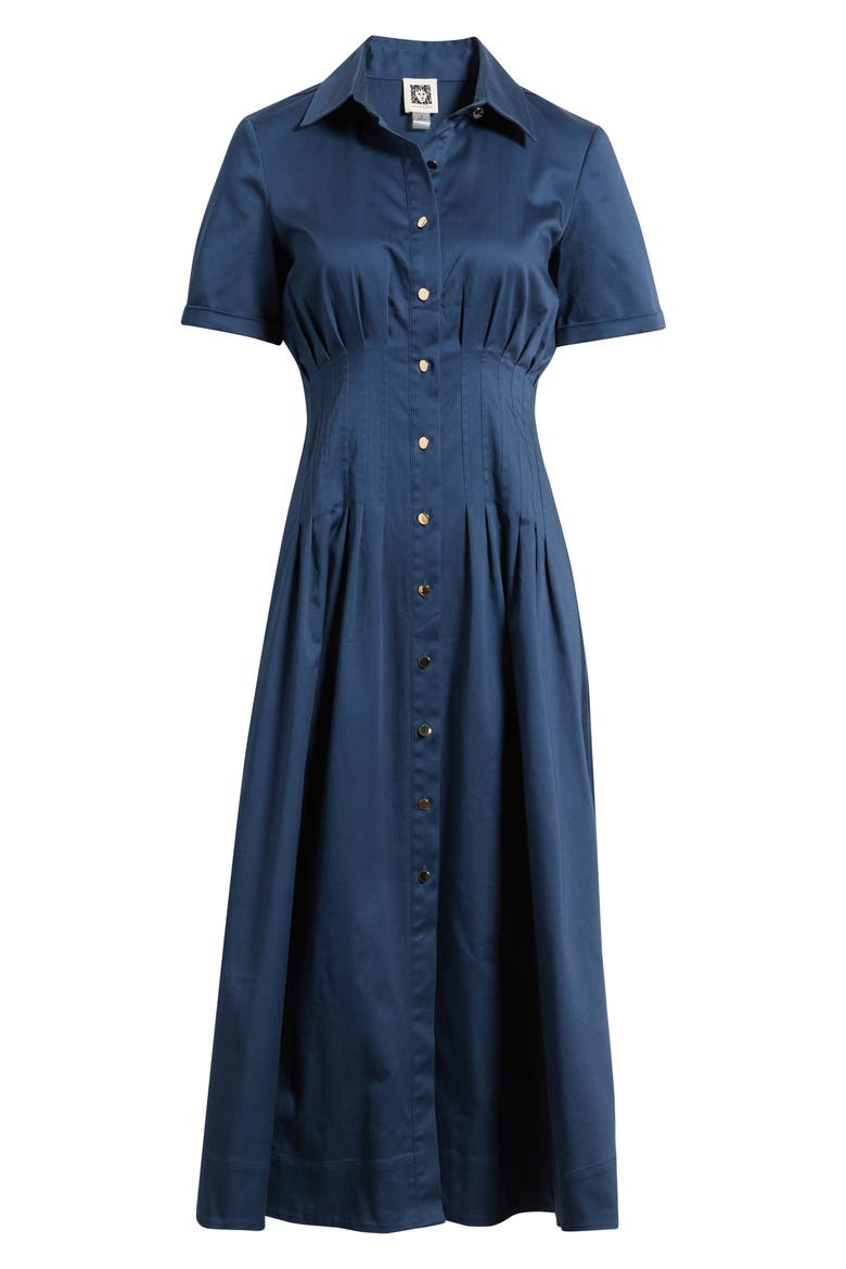 Short Sleeve Stretch Cotton Shirtdress