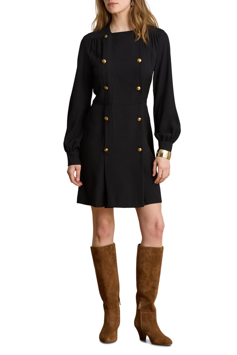 Long Sleeve Double Breasted Georgette Coat Dress