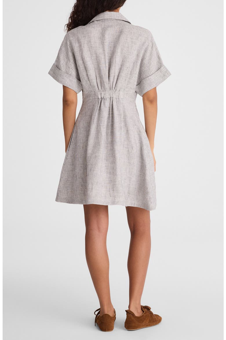 Pleated Linen Mini Shirtdress
