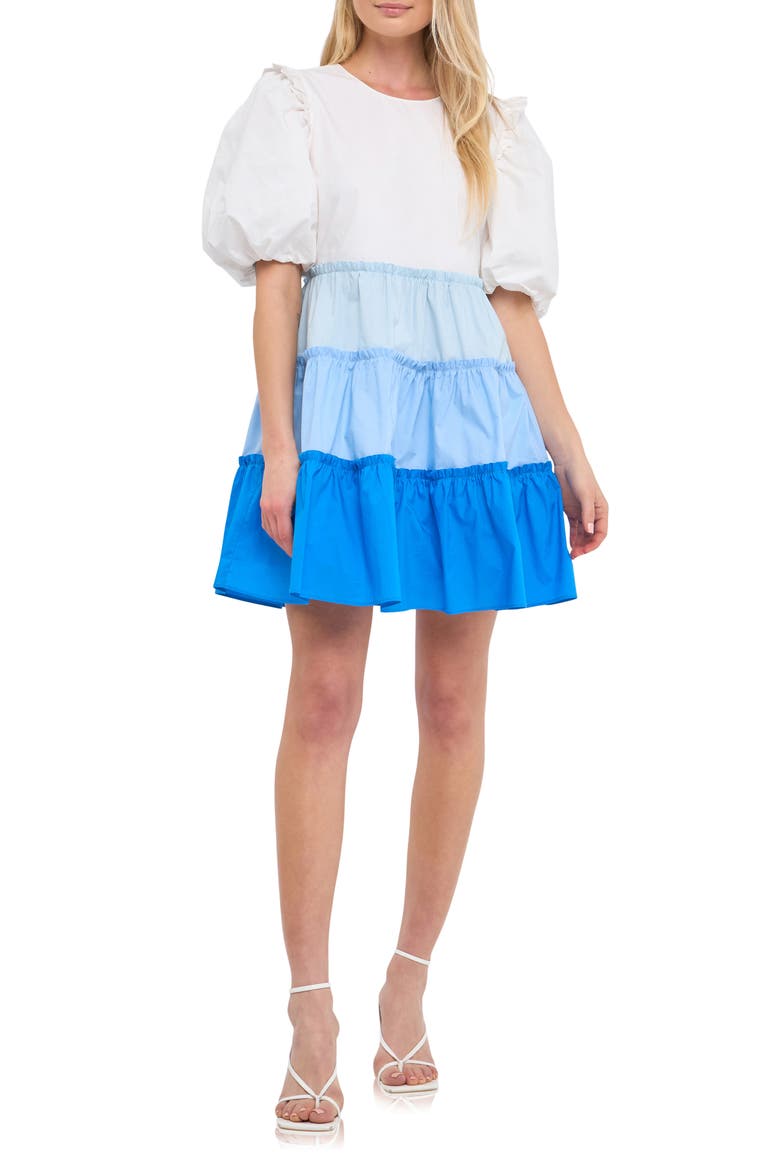 Colorblock Puff Sleeve Minidress