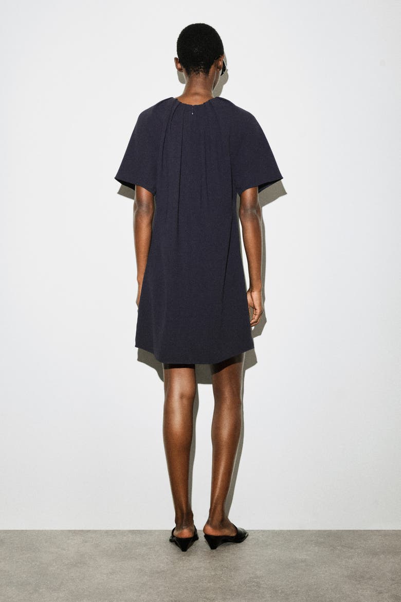 Gathered Short-sleeved Mini Dress