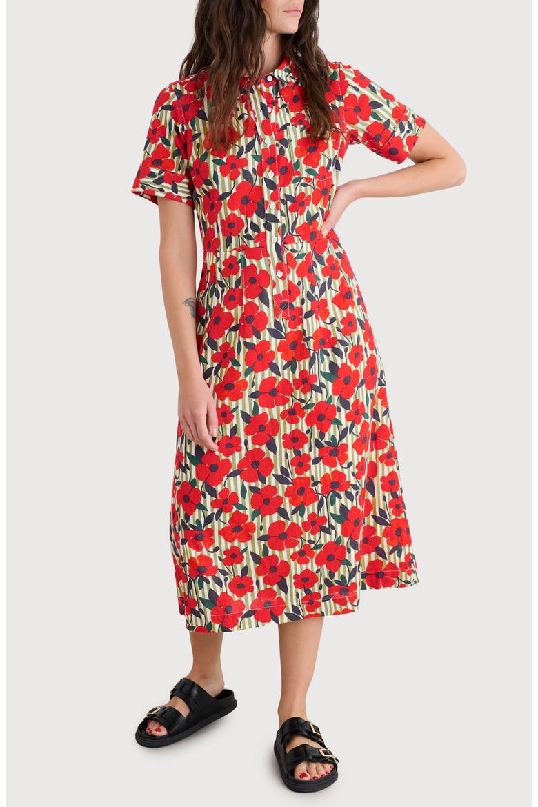 Birch Glade Floral Organic Cotton Midi Shirtdress