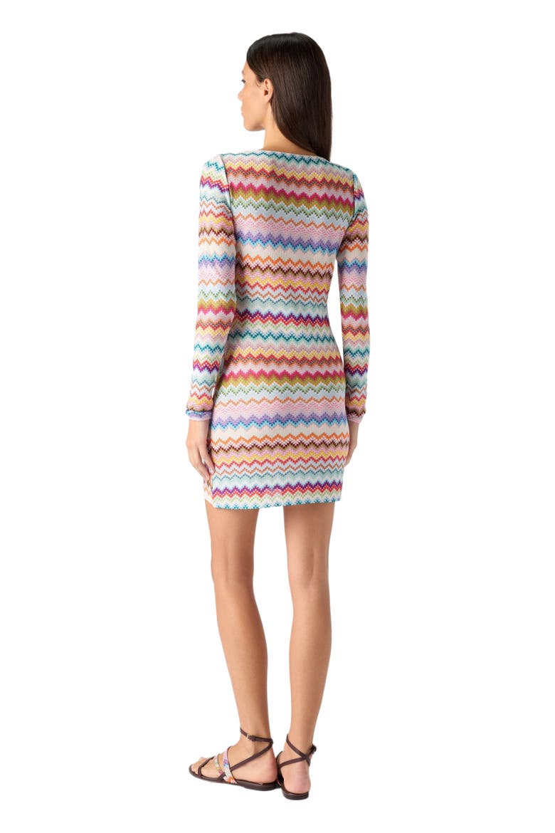 Mini Dress In Viscose Lamé With Pixel-effect Zig Zag Motif