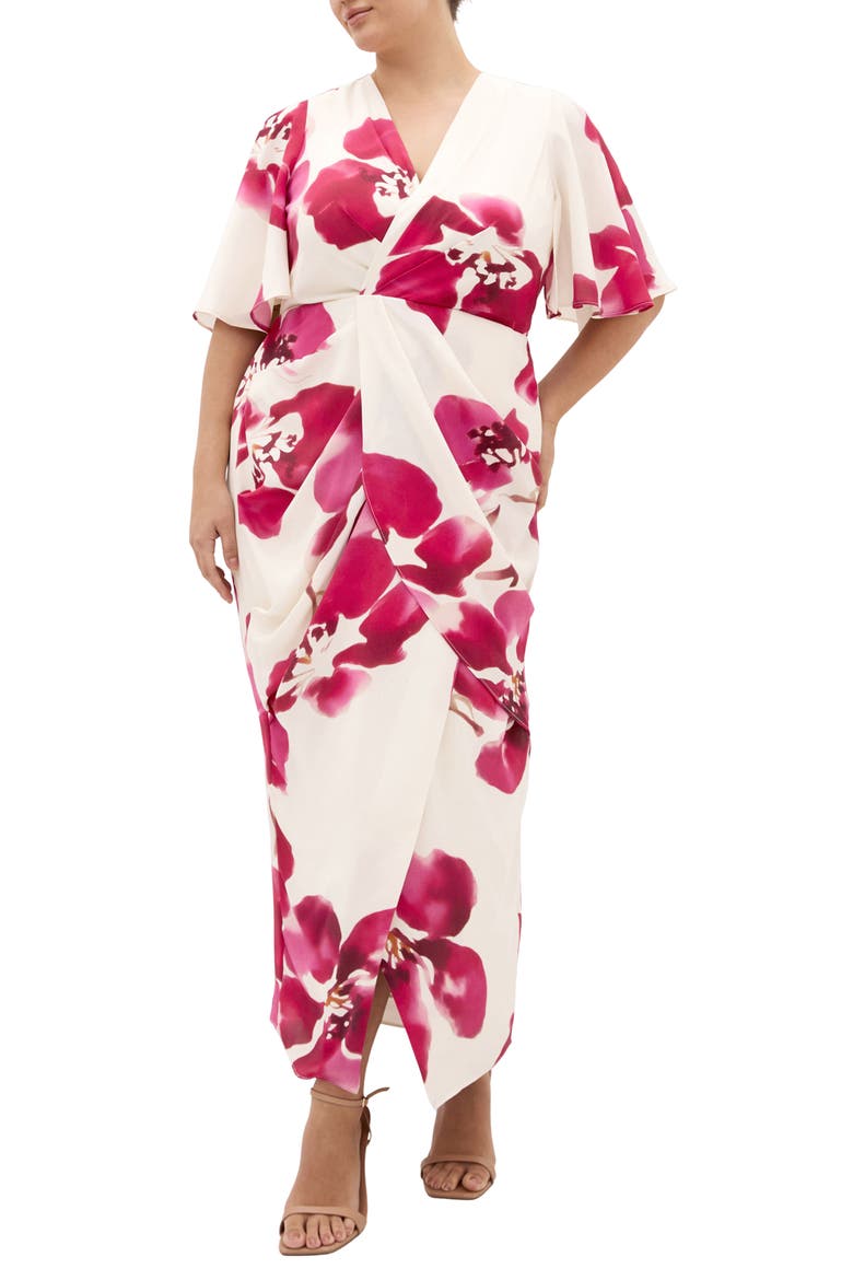 Braelynn Floral Flutter Sleeve Maxi Dress