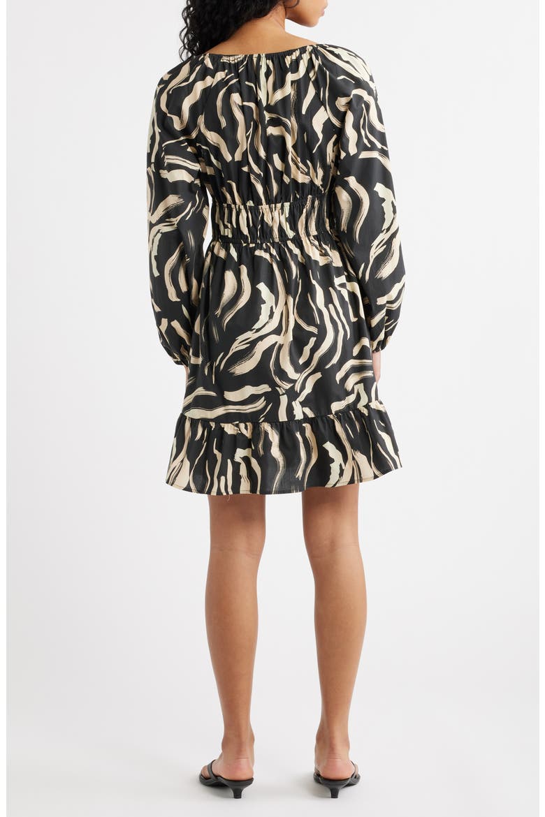 Krina Long Sleeve Brushstroke Print Dress