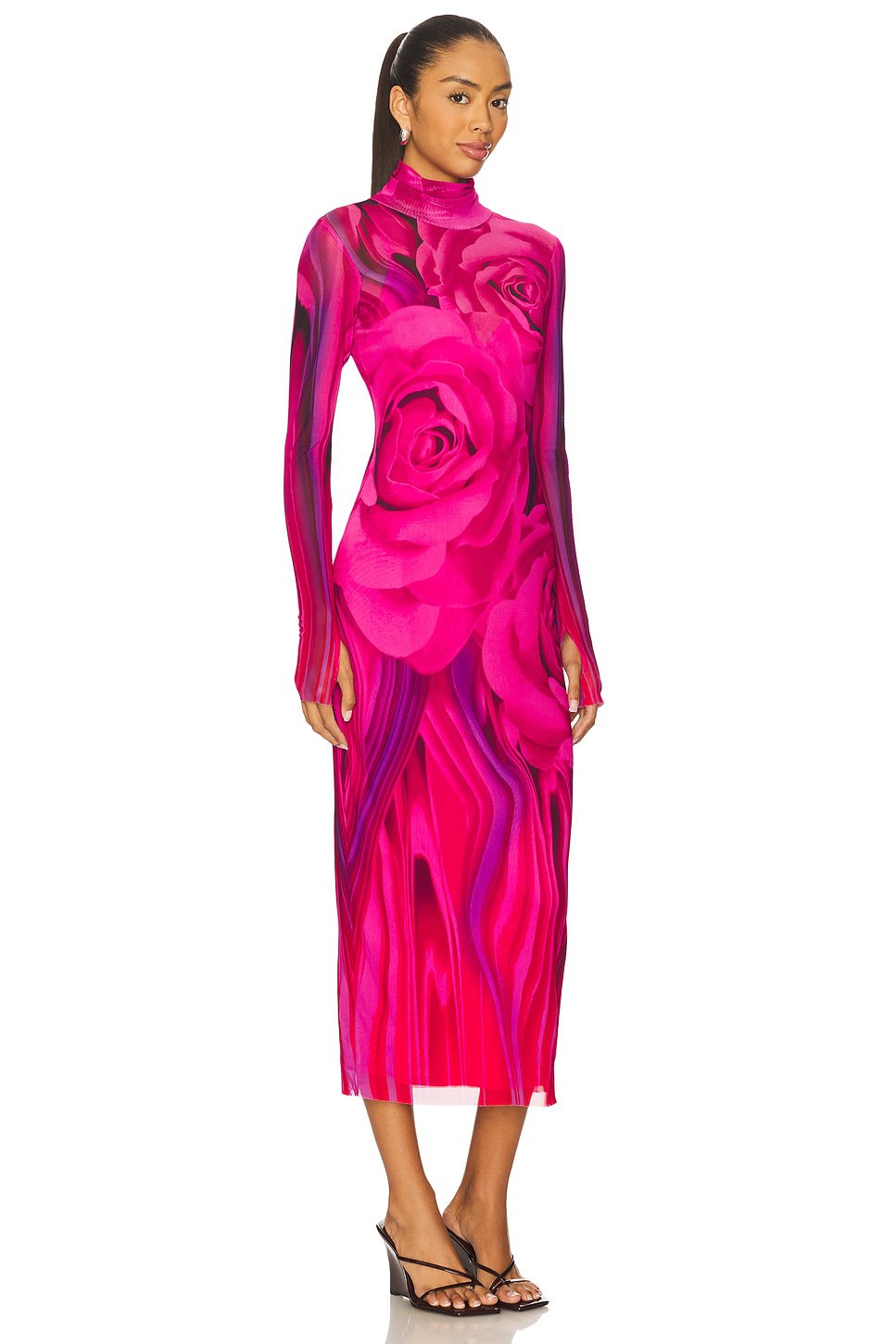 AFRM Shailene Midi Dress in Fuchsia Rose - Image 2