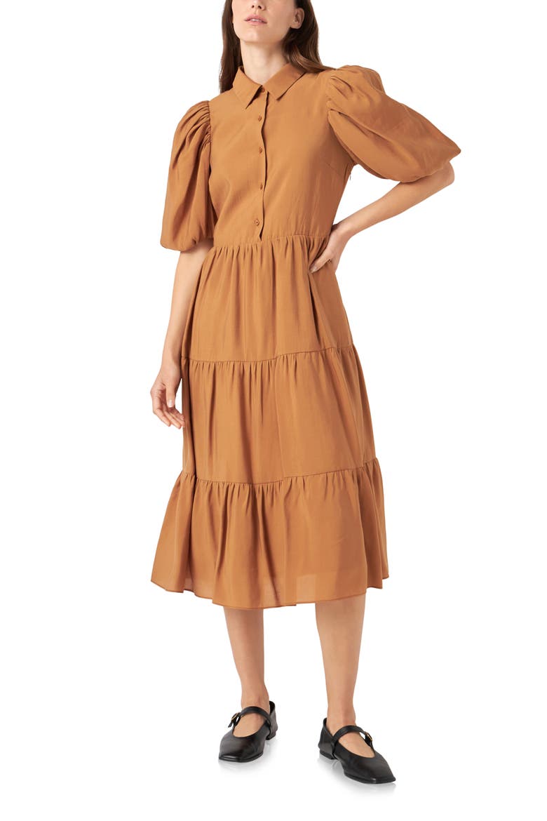 Tiered Midi Shirtdress