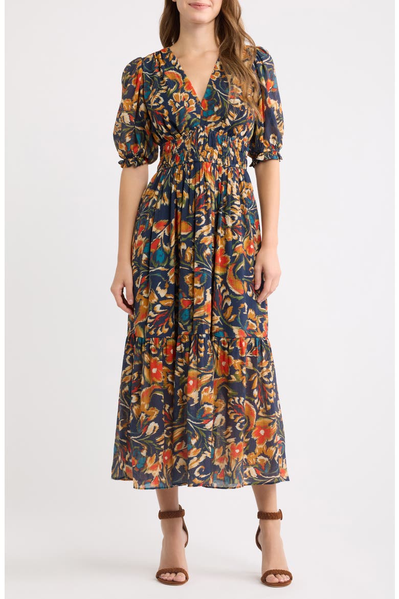 Textured Shirred Maxi Dress