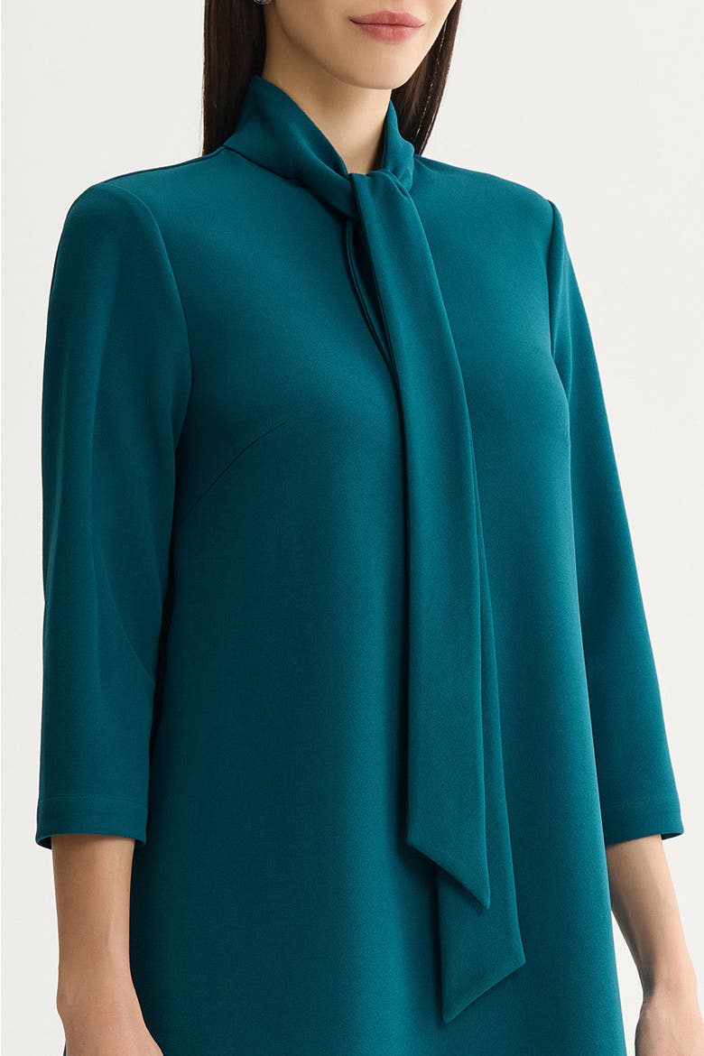 Stretch Deco Crepe Tie Neck Tent Dress