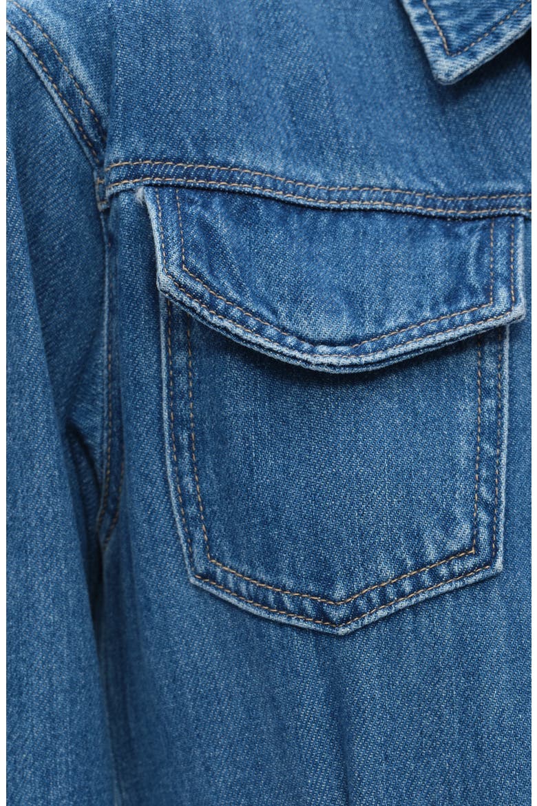 Resa Long Sleeve Fray Hem Denim Mini Shirtdress
