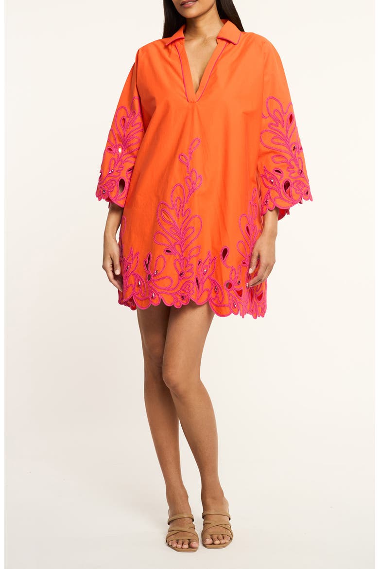 Embroidered Paisley Bloom Cotton Minidress