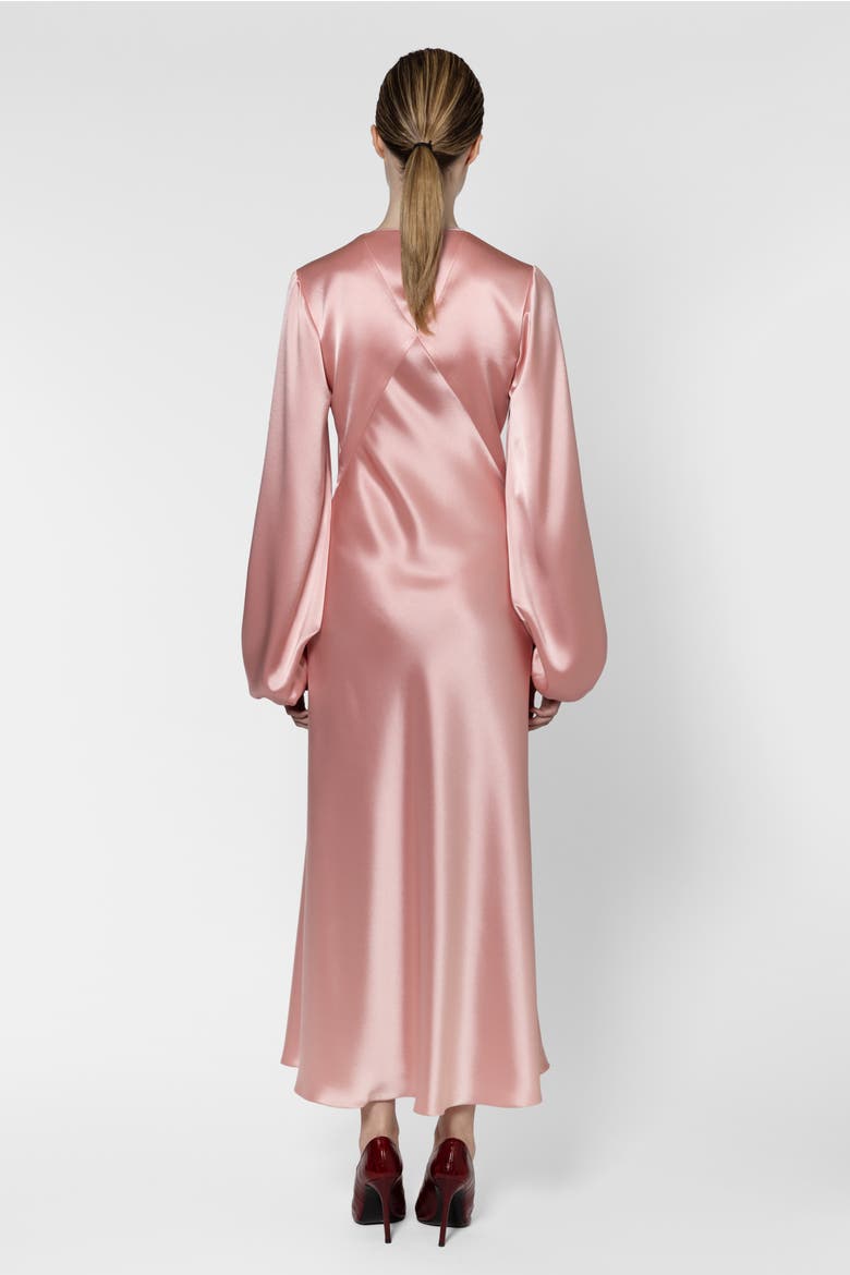 Amori Long Sleeve Satin Midi Dress