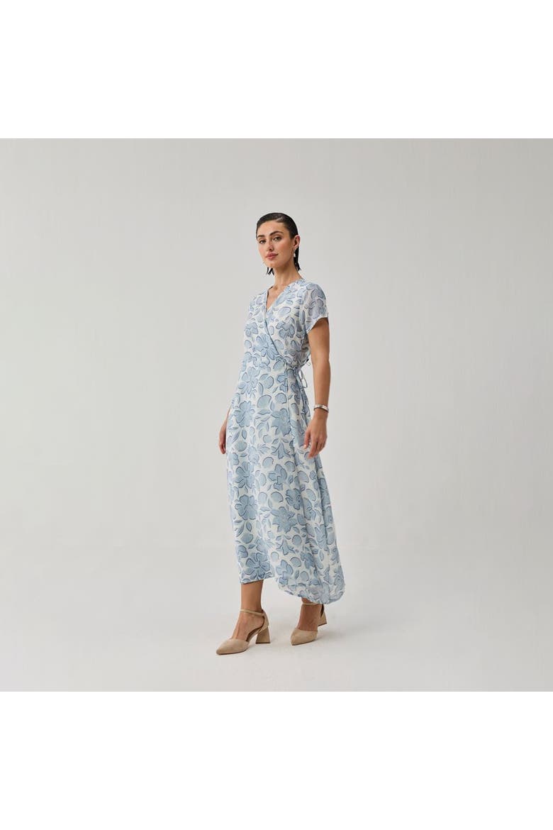 Soft Floral Wrap Midi Dress
