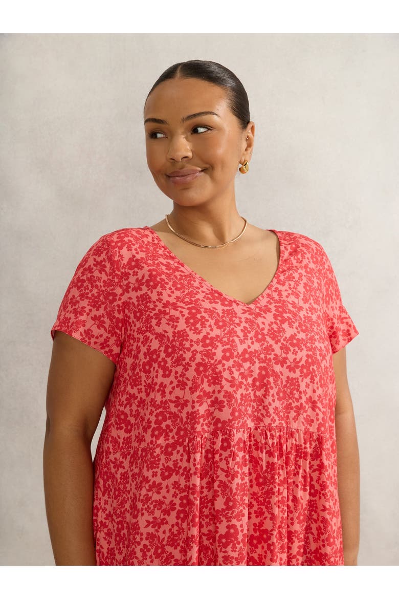 Short Sleeve V-Neck Midi Dress
